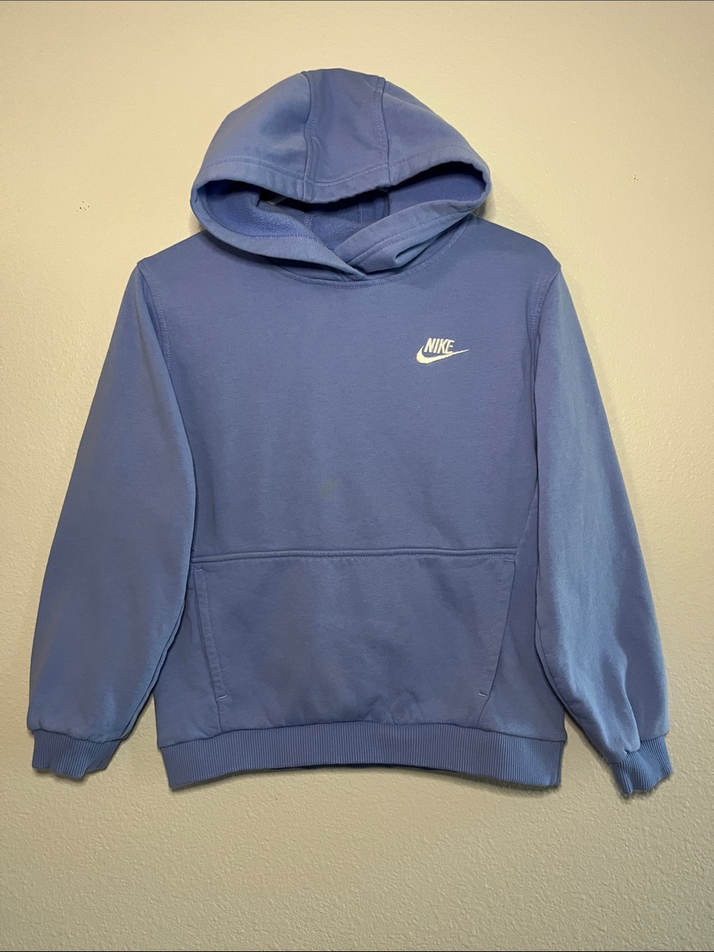 Nike Kids Blue Pullover Hoodie with White Swoosh